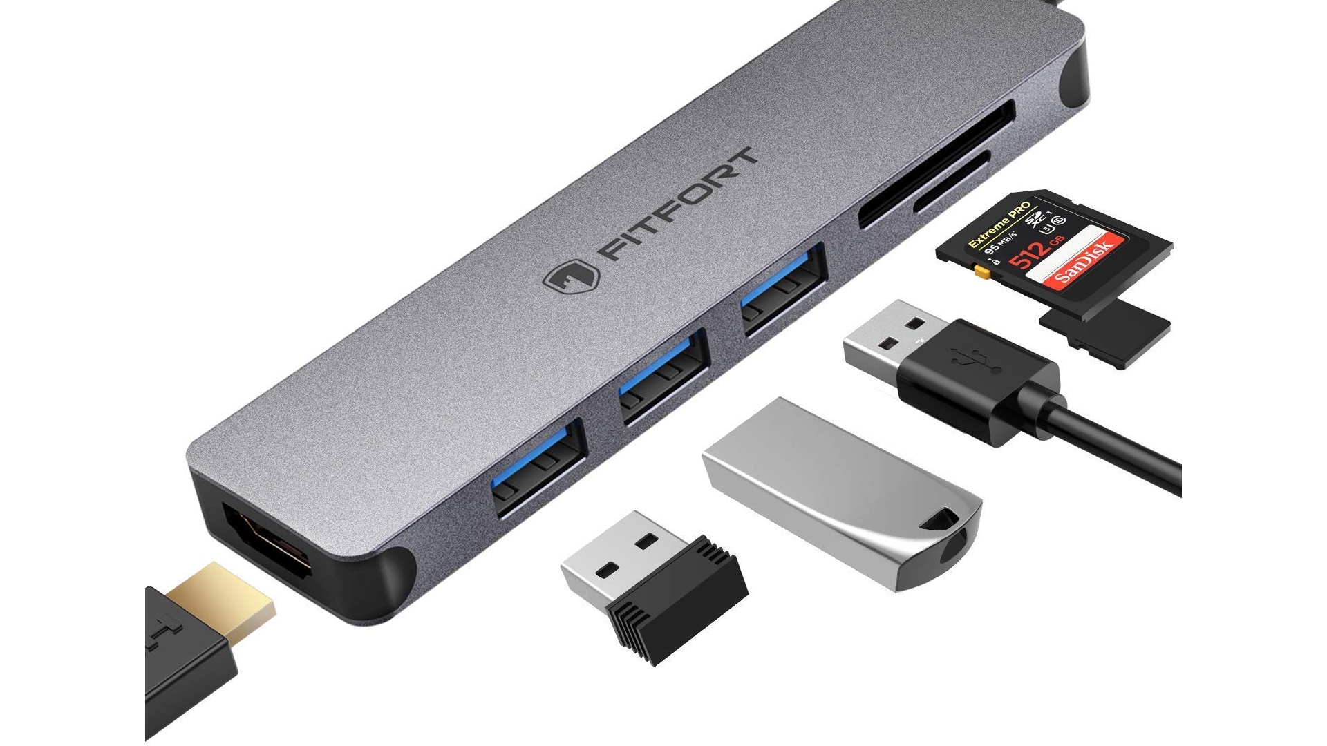 Hub USB C Adattatore Multiporta 7 in 1 Adattatore USB C Portatile con Ingresso HDMI 4K